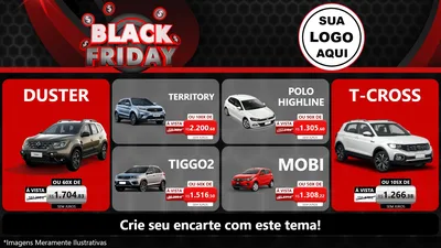 Modelo de TV para TV Horizontal com o tema Black Friday para Concessionaria de Carros