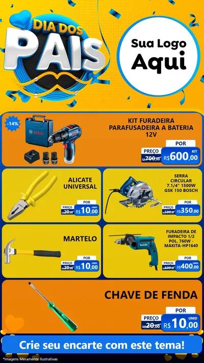 Modelo de TV para TV Vertical com o tema Dia dos Pais para Maquinas e Ferramentas