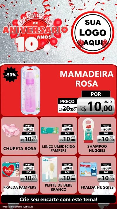Modelo de Rede Social para Stories com o tema Promoção de Aniversário - 10 Anos para Bebês
