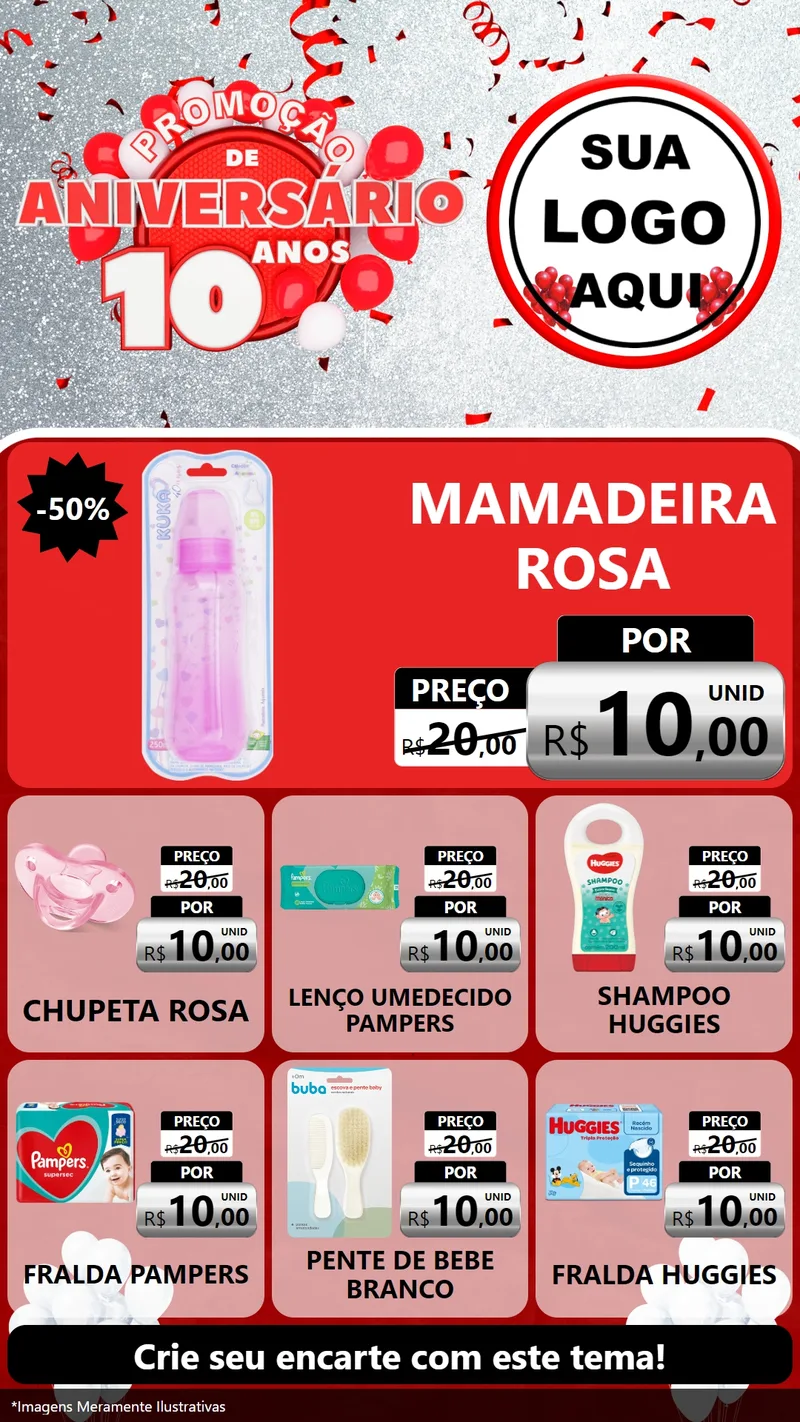 Modelo de Rede Social para Stories com o tema Promoção de Aniversário - 10 Anos para Bebês