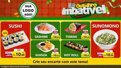 Modelo de TV para TV Horizontal com o tema Outubro Imbatível para Comida japonesa