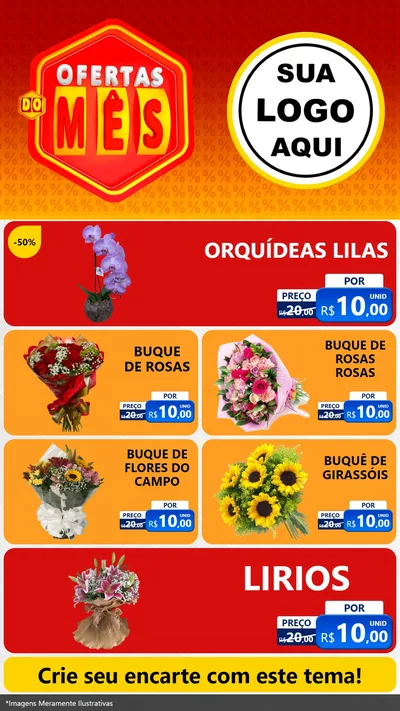 Modelo de TV para TV Vertical com o tema Ofertas do Mês para Floricultura e jardim
