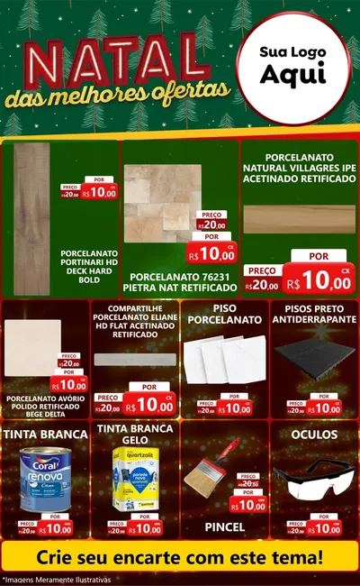 Modelo de Encarte para Encarte Grande com o tema Natal das Melhores Ofertas para Pisos e revestimentos