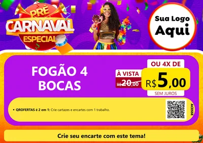 Modelo de Cartaz para Cartaz A4 Horizontal com o tema Pré-Carnaval Especial para Móveis e Eletro