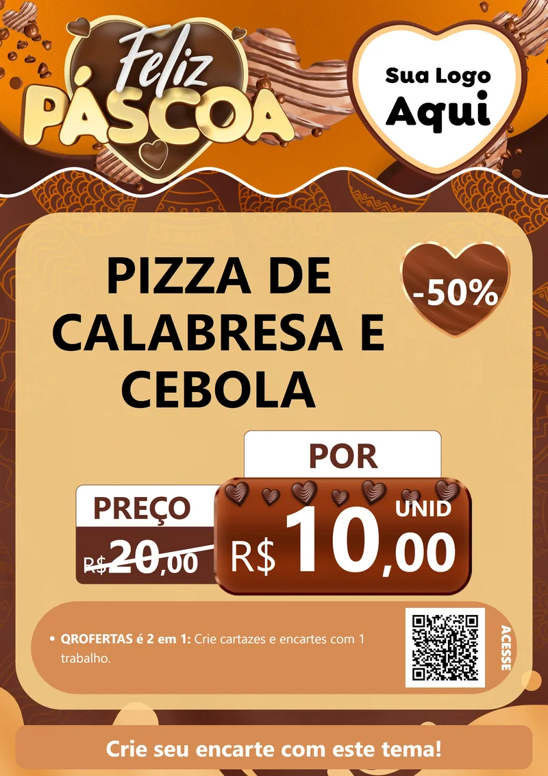 Modelo de Cartaz para Cartaz A4 Vertical com o tema Feliz Páscoa para Pizzaria