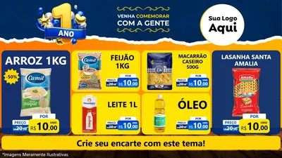 Modelo de TV para TV Horizontal com o tema Um Ano de Aniversário para Supermercado