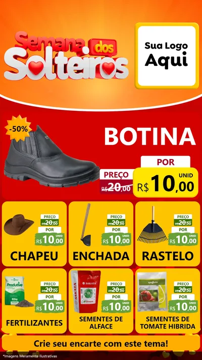 Modelo de Rede Social para Stories com o tema Semana dos Solteiros para Agropecuária