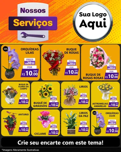 Modelo de Rede Social para Feed Instagram com o tema Nossos Serviços para Floricultura e jardim