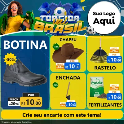 Modelo de Rede Social para Feed Facebook com o tema Torcida Vai Brasil - Copa para Agropecuária