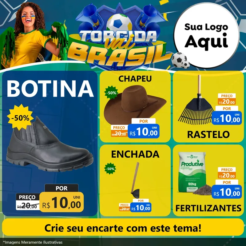Modelo de Rede Social para Feed Facebook com o tema Torcida Vai Brasil - Copa para Agropecuária