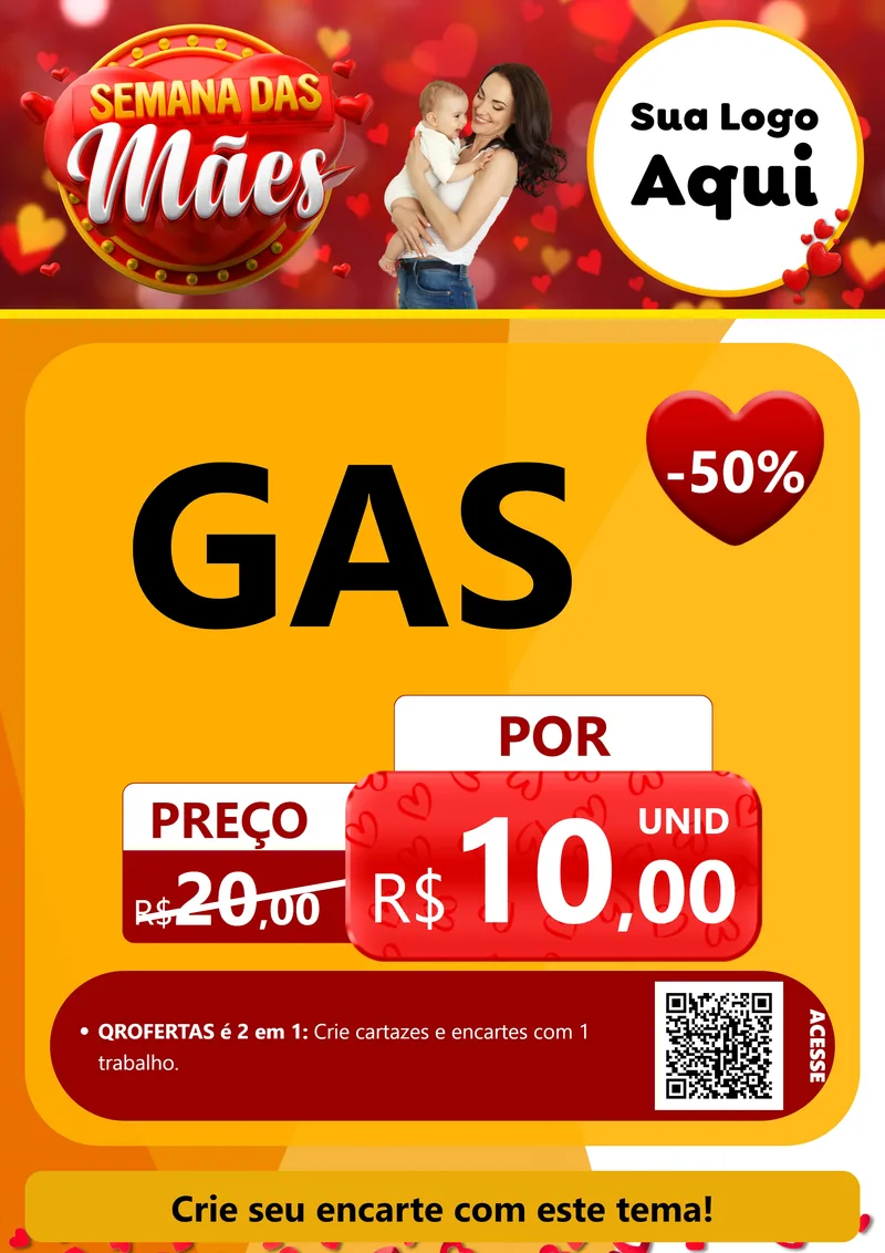 Modelo de Cartaz para Cartaz A4 Vertical com o tema Semana das Mães para Água e gás