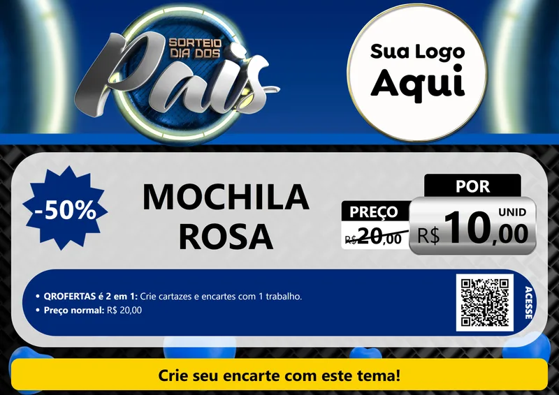 Modelo de Cartaz para Cartaz A4 Horizontal com o tema Sorteio Dia Dos Pais para Papelaria