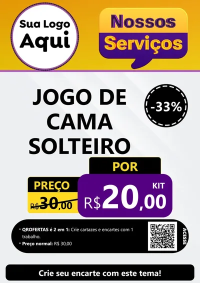 Modelo de Cartaz para Cartaz A4 Vertical com o tema Nossos Serviços para Cama, Mesa e Banho