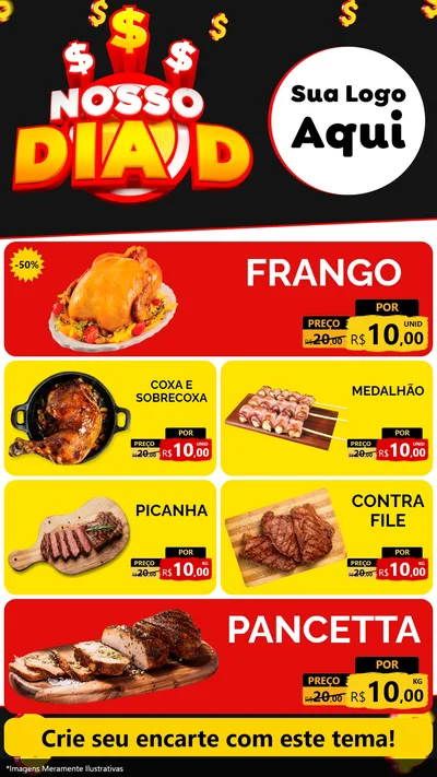 Modelo de TV para TV Vertical com o tema Nosso Dia D para Assados