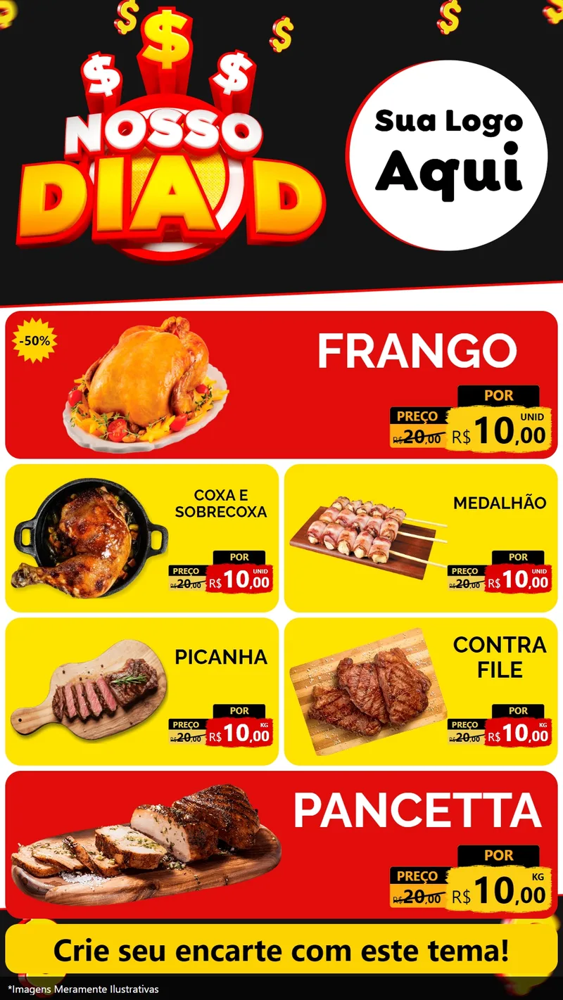 Modelo de TV para TV Vertical com o tema Nosso Dia D para Assados