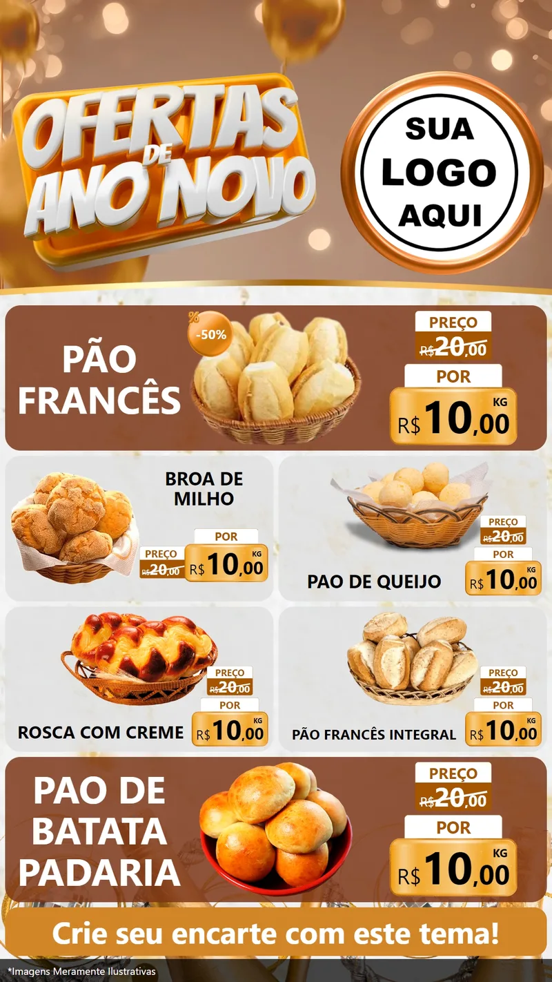 Modelo de TV para TV Vertical com o tema Ofertas de Ano Novo para Padaria