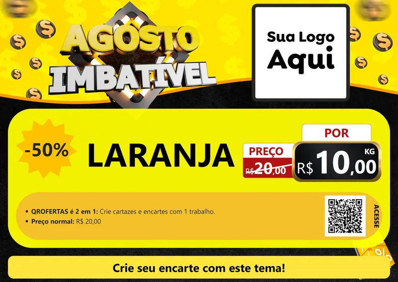Modelo de Cartaz para Cartaz A4 Horizontal com o tema Agosto Imbatível para Hortifrúti