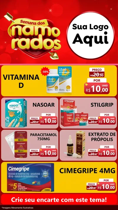 Modelo de TV para TV Vertical com o tema Semana dos namorados para Farmácia