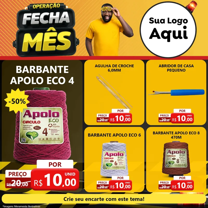 Modelo de Rede Social para Feed Facebook com o tema Operação Fecha Mês para Armarinho e Aviamentos