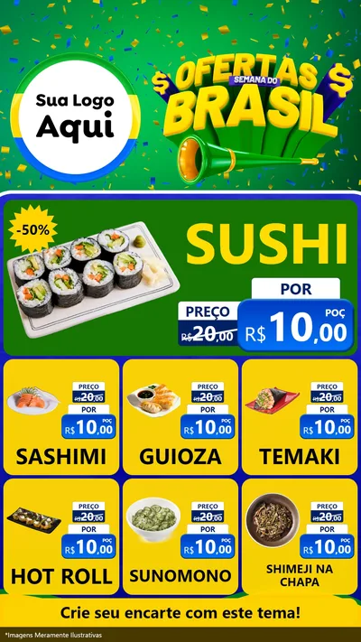 Modelo de Rede Social para Stories com o tema Ofertas Semana do Brasil para Comida japonesa