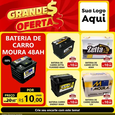Modelo de Rede Social para Feed Facebook com o tema Grandes Ofertas para Baterias Elétricas