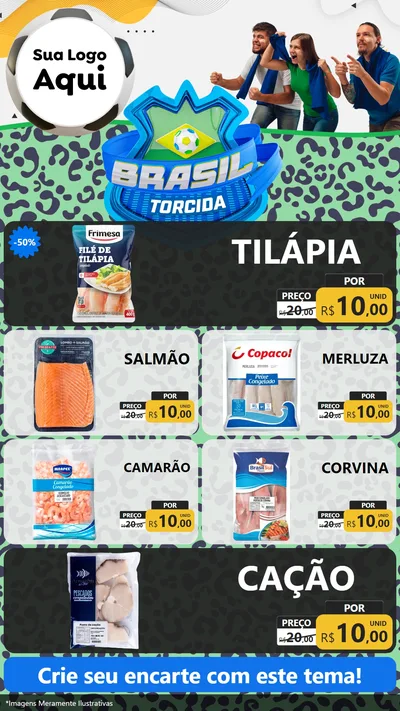 Modelo de TV para TV Vertical com o tema Brasil Torcida - Copa para Peixaria