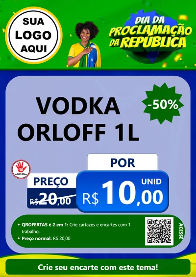 Modelo de Cartaz para Cartaz A4 Vertical com o tema Dia Da Proclamação Da República para Distribuidora de bebidas