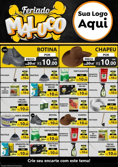 Modelo de Encarte para Encarte A4 Vertical com o tema Feriado Maluco para Agropecuária
