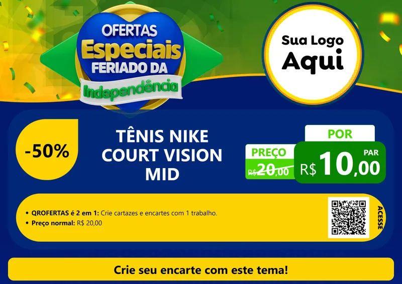 Modelo de Cartaz para Cartaz A4 Horizontal com o tema Ofertas Especiais Feriado da Independência para Calçados