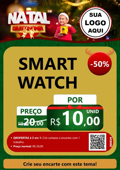 Modelo de Cartaz para Cartaz A4 Vertical com o tema Natal da Economia para Informática