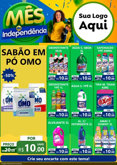 Modelo de Encarte para Encarte A4 Vertical com o tema Mês da Independência para Produtos de Limpeza