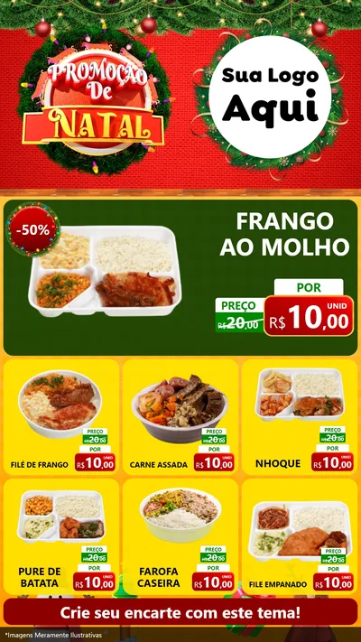 Modelo de Rede Social para Stories com o tema Promoção de Natal para Restaurante