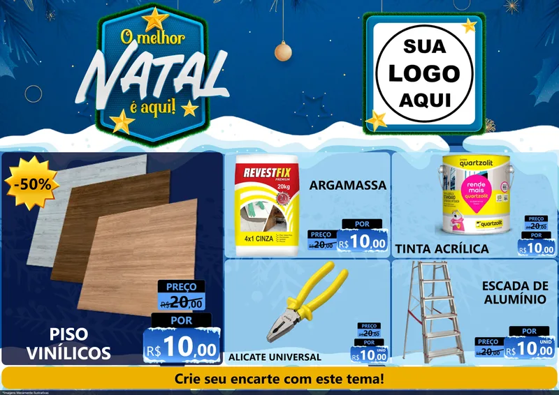 Modelo de Encarte para Encarte A4 Horizontal com o tema O Melhor Natal É Aqui! para Material para Construção
