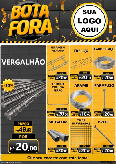 Modelo de Encarte para Encarte A4 Vertical com o tema Bota Fora para Ferragens