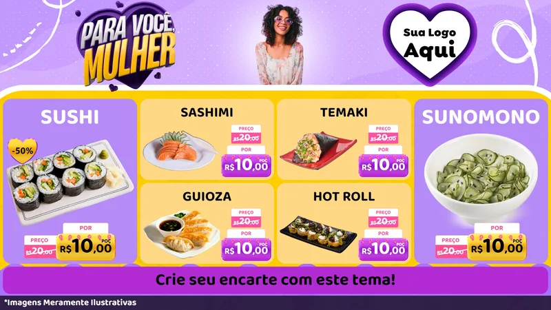 Modelo de TV para TV Horizontal com o tema Para Você, Mulher para Comida japonesa
