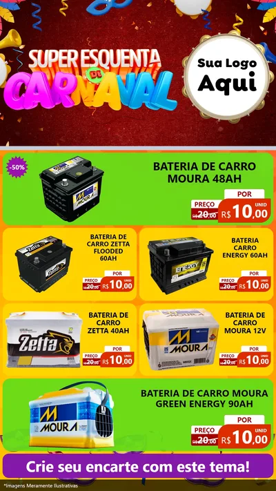 Modelo de TV para TV Vertical com o tema Super Esquenta de Carnaval para Baterias Elétricas