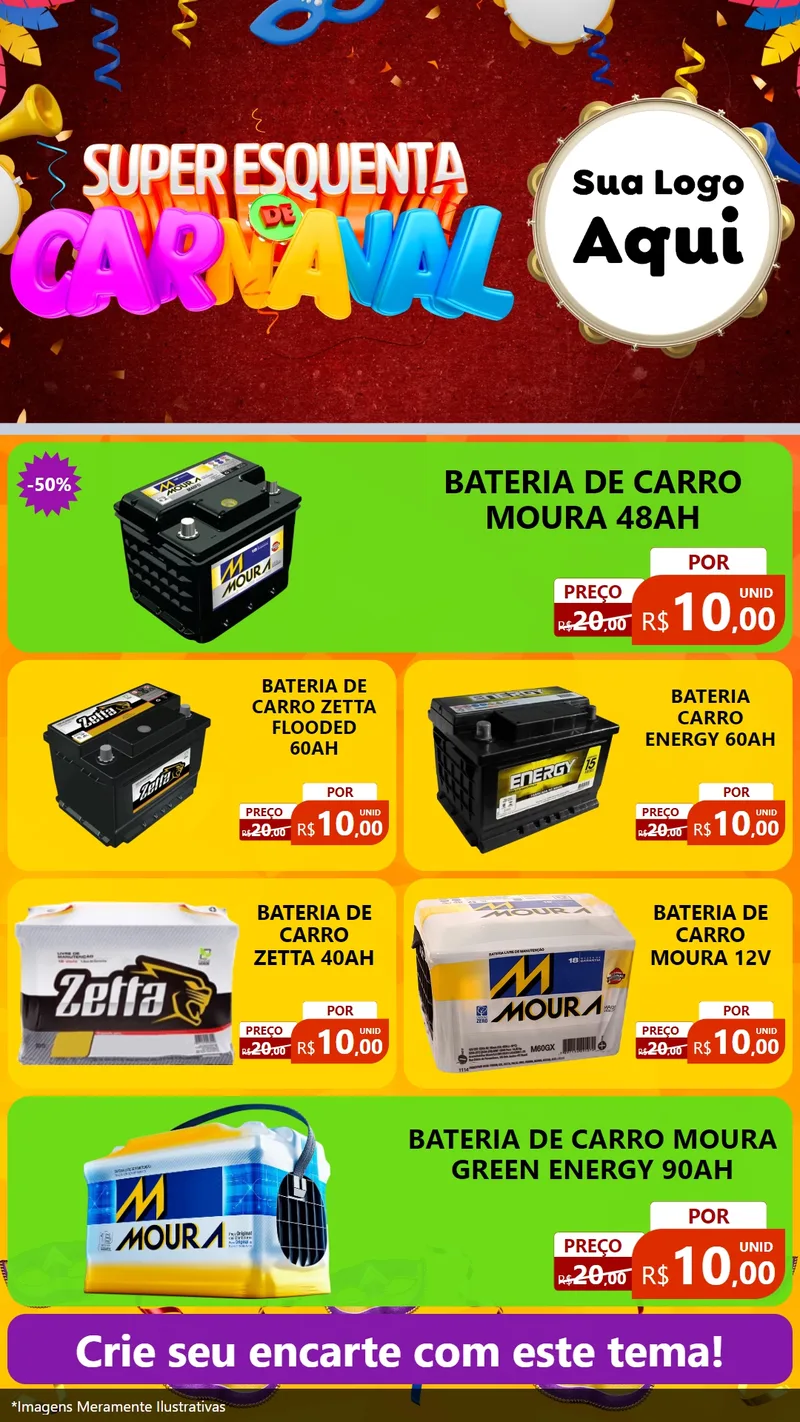Modelo de TV para TV Vertical com o tema Super Esquenta de Carnaval para Baterias Elétricas