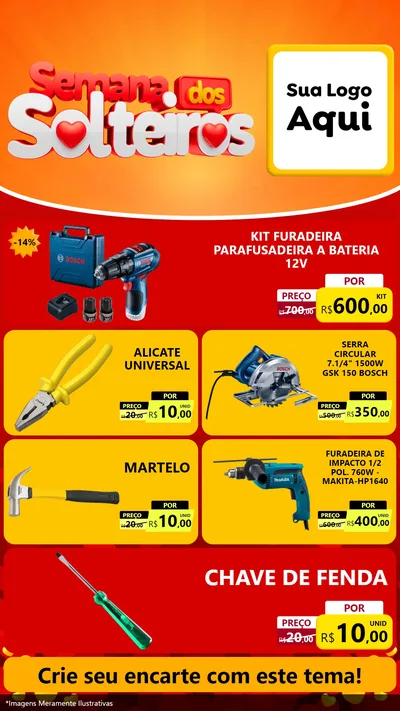 Modelo de TV para TV Vertical com o tema Semana dos Solteiros para Maquinas e Ferramentas