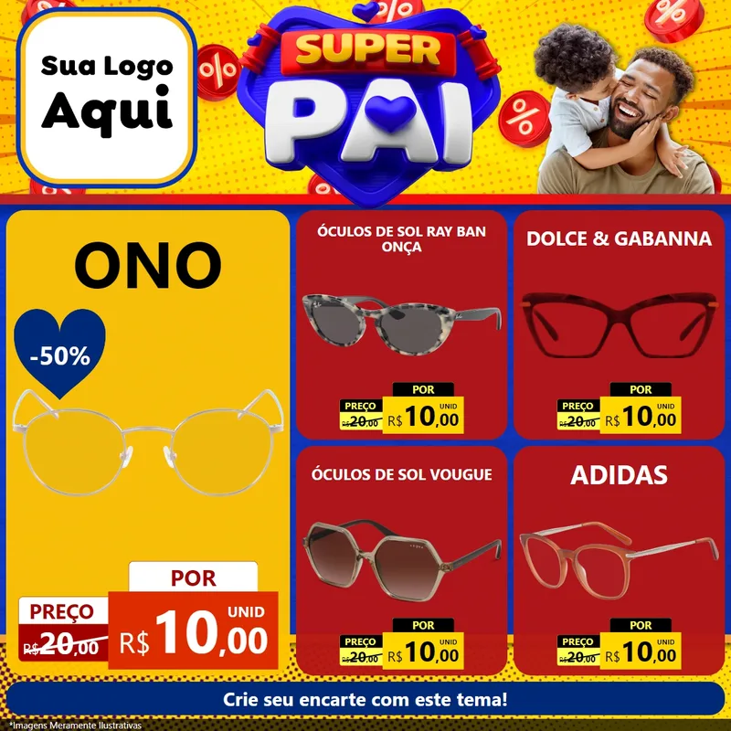 Modelo de Rede Social para Feed Facebook com o tema Super Pai para Óticas