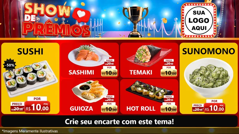 Modelo de TV para TV Horizontal com o tema Show de Prêmios para Comida japonesa