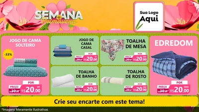 Modelo de TV para TV Horizontal com o tema Semana da Primavera para Cama, Mesa e Banho