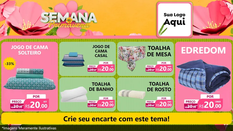 Modelo de TV para TV Horizontal com o tema Semana da Primavera para Cama, Mesa e Banho