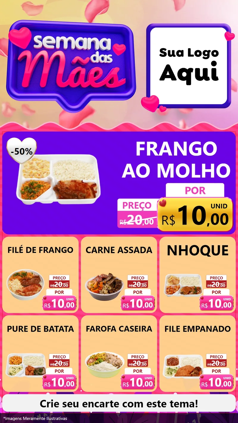 Modelo de Rede Social para Stories com o tema Semana das Mães para Restaurante