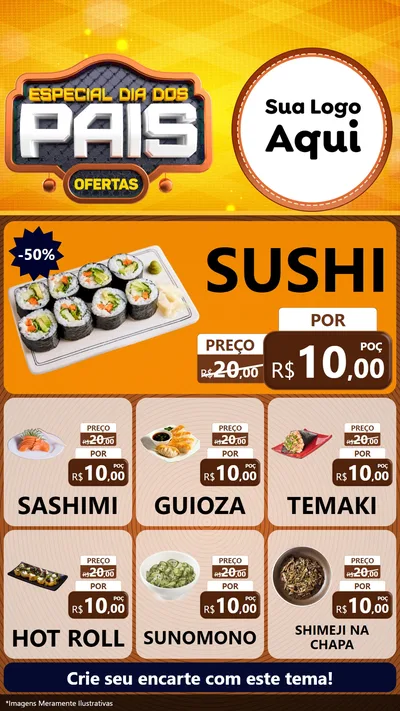Modelo de Rede Social para Stories com o tema Especial Dia dos Pais para Comida japonesa