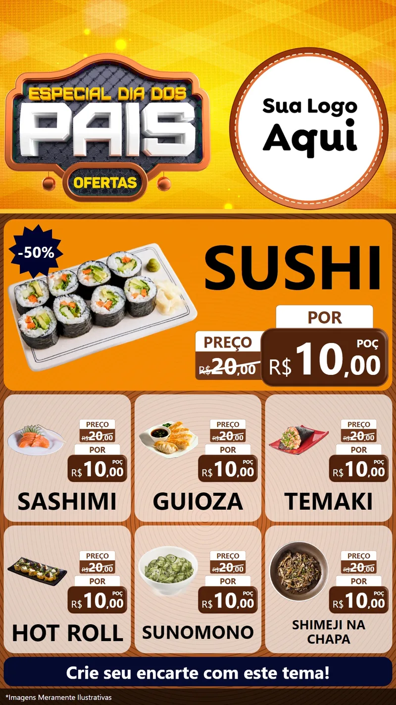 Modelo de Rede Social para Stories com o tema Especial Dia dos Pais para Comida japonesa