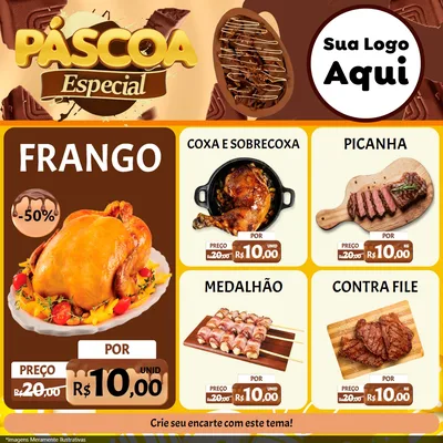Modelo de Rede Social para Feed Facebook com o tema Páscoa Especial para Assados