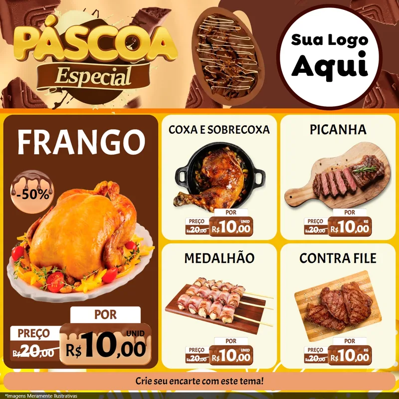 Modelo de Rede Social para Feed Facebook com o tema Páscoa Especial para Assados
