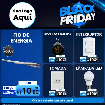 Modelo de Rede Social para Feed Facebook com o tema Black Friday para Materiais Elétricos