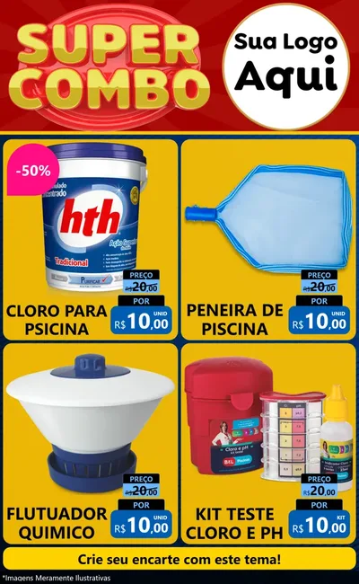 Modelo de Encarte para Encarte Grande com o tema Super Combo para Produtos para Piscina