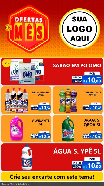 Modelo de TV para TV Vertical com o tema Ofertas do Mês para Produtos de Limpeza